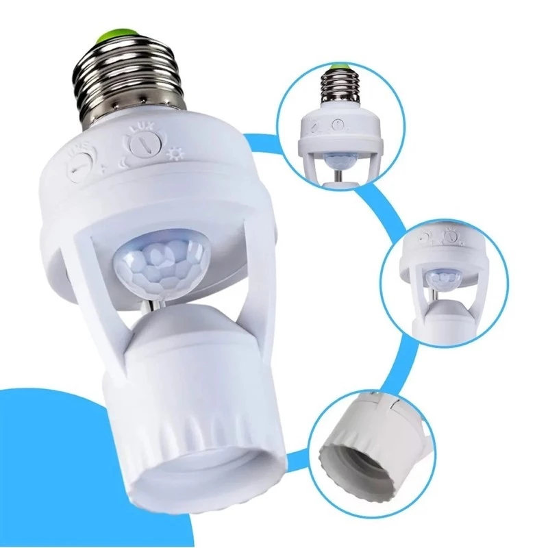 Sensor De Movimento Bocal E27 Temporizador Lâmpada Infravermelho Luz Fotocélula