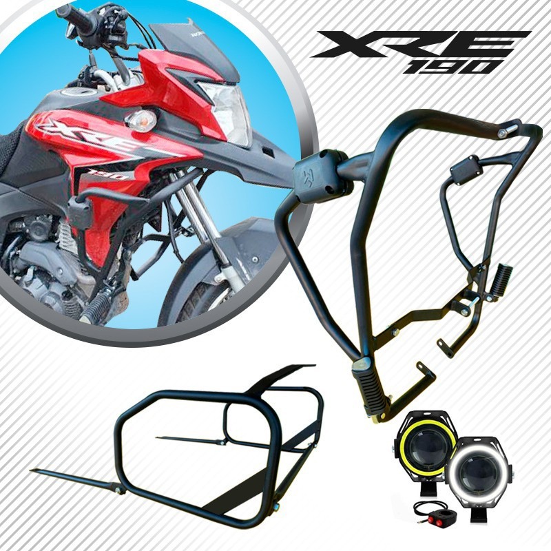 Protetor Motor Carenagem Protetor Traseiro Alforge Led Xre 190