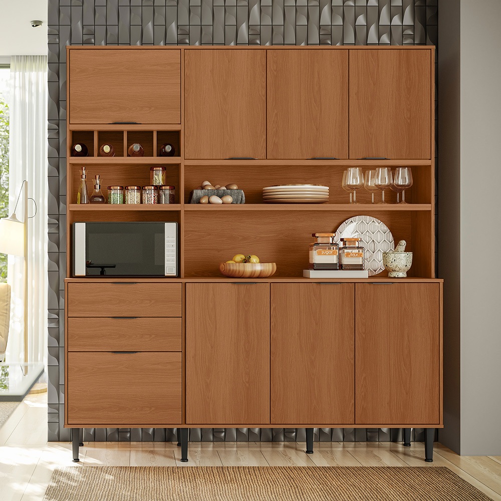 Kit Cozinha Compacta Viena Lukaliam Móveis Com 8 Portas e 2 Gavetas