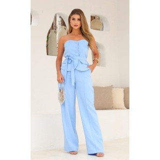 CONJUNTO FEMININO COM TOMARA QUE  CAIA NA ALFAIATARIA CALÇA em Oferta na Shopee