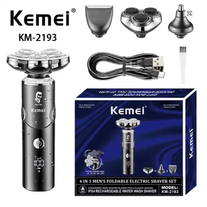 Máquina Kemei 4 em 1 KM-2193 Multifuncional USB Recarregável Sem Fio Bivolt 110/220V - Beauty