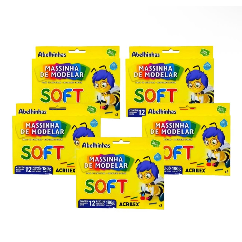 Massinha de Modelar Soft 12 Cores - Kit com 5 Caixas - Acrilex