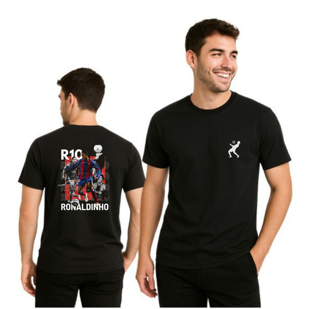Camiseta Masculina Futebol Menino Ney Neymar Messi Cr7 Ronaldinho Barcelona Idolos 100% Algodão Adulto e Infantil