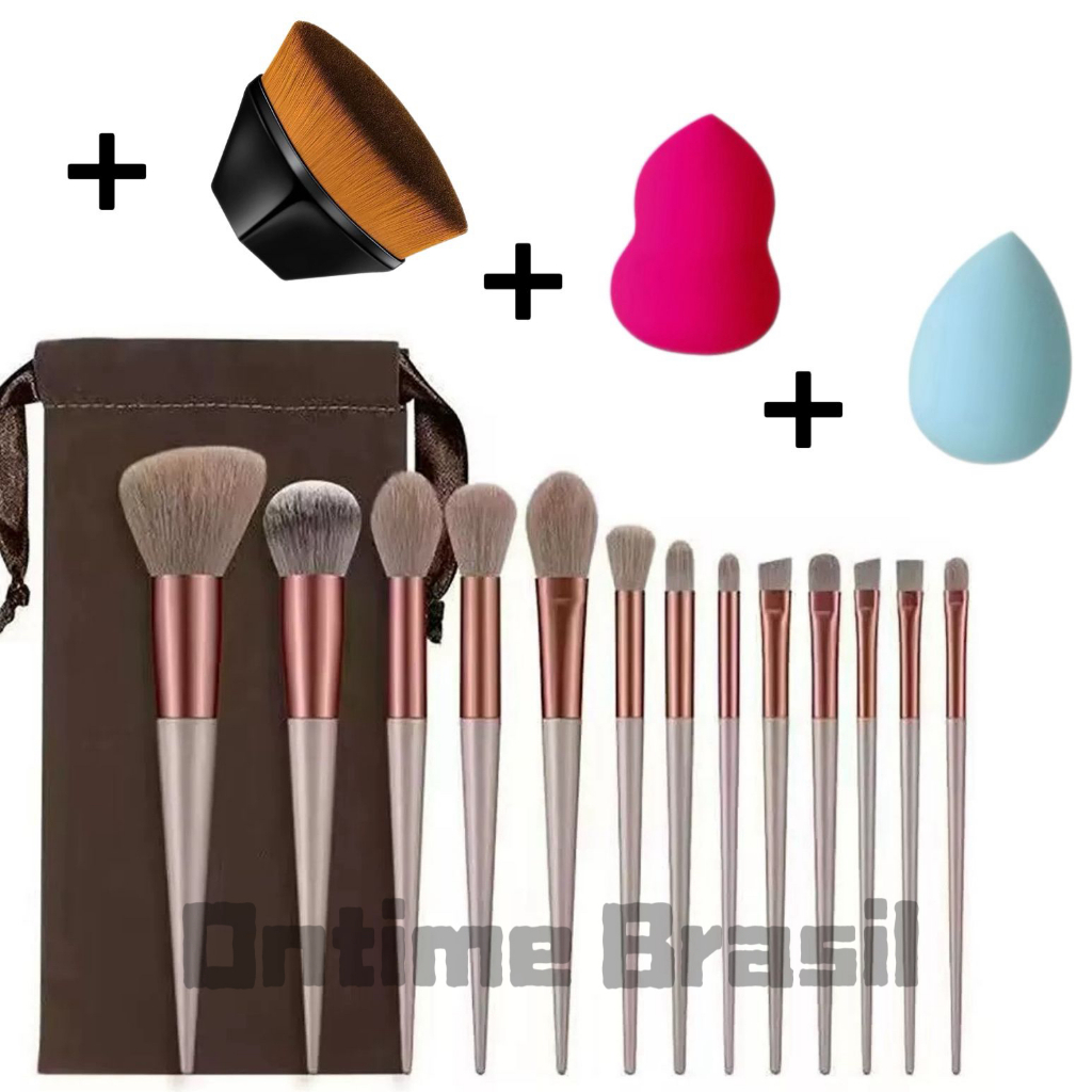 Kit Com 13 Pinceis + 2 Esponjas + 1 Pincel BB Cores Aleatório em Oferta na Shopee