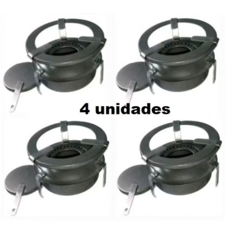 04 unidades  Fogão a Álcool de 1 boca Espiriteira Camping Pesca Sítio sem pintura