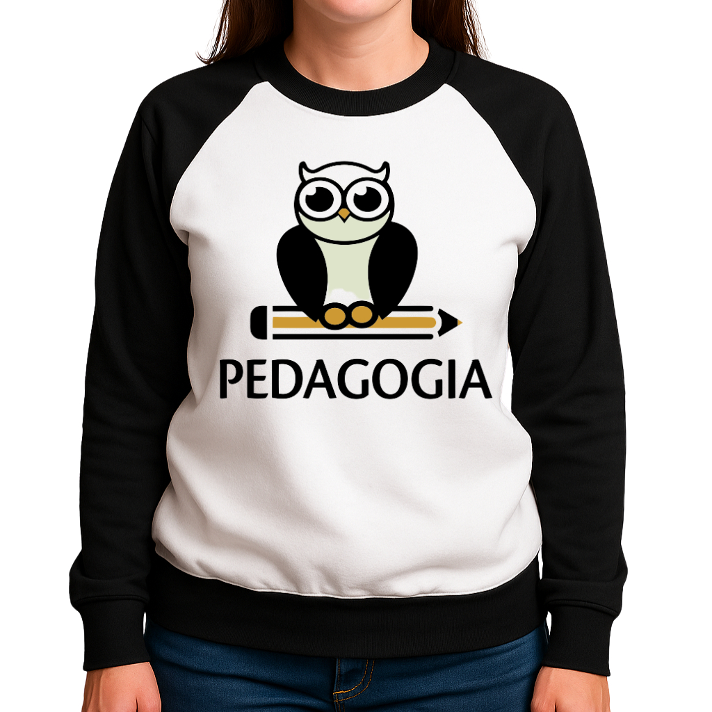 Blusa de Pedagogia com Lápis - Moletom Feminino Raglan
