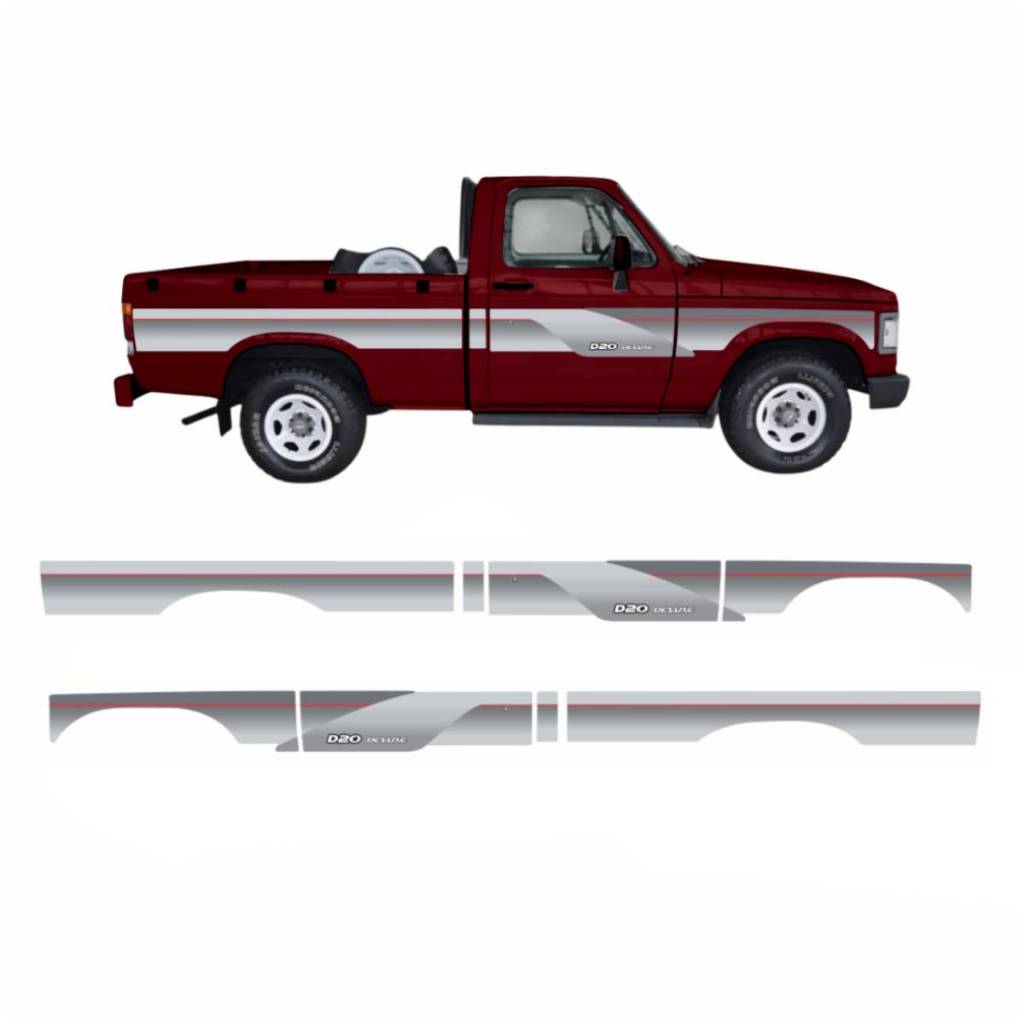 Faixa Para D20 Deluxe 1993 1994 1995 1996 Vermelha Adesivo Laminado - Compatível