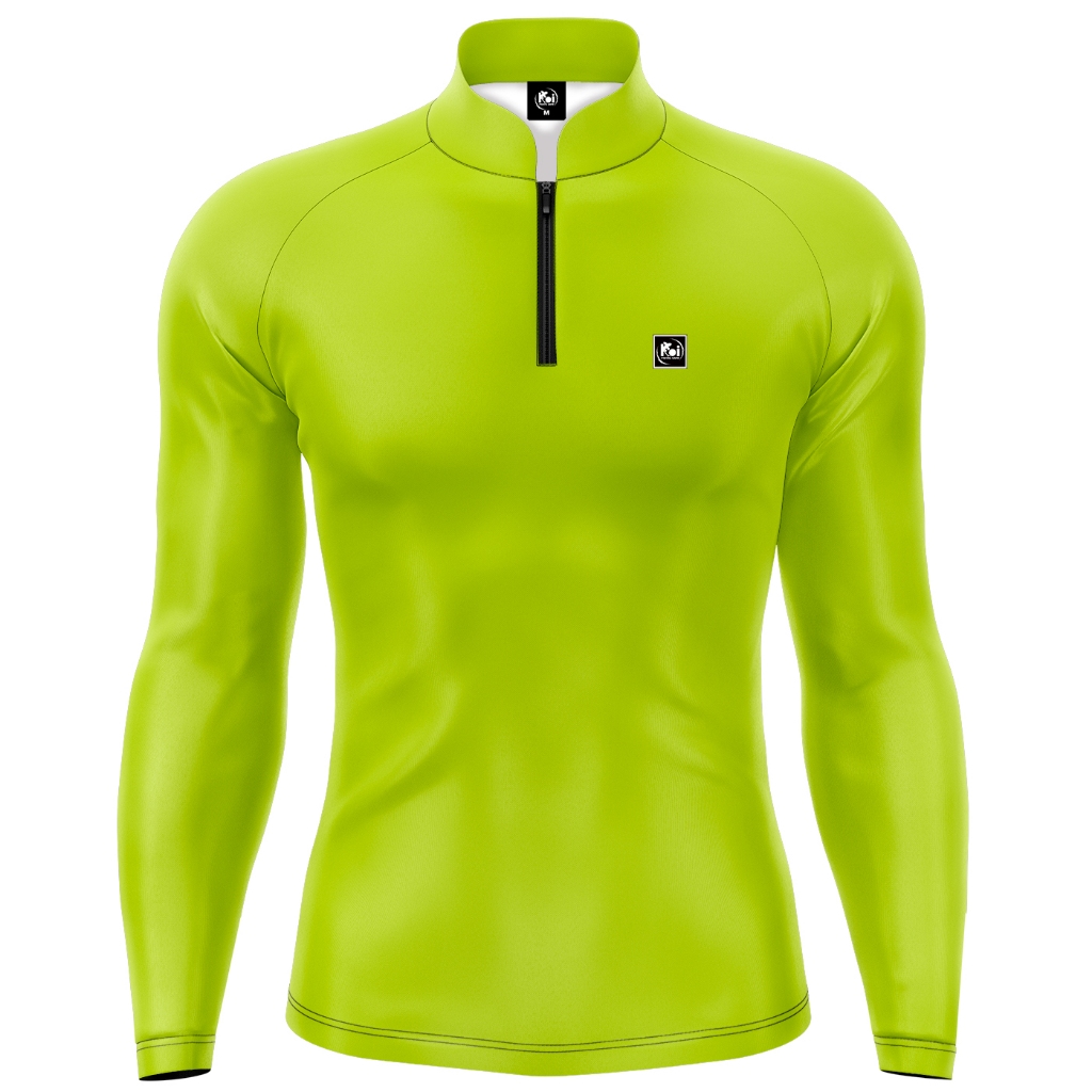 Camiseta Camisa Blusa Esportes Pesca Básica Verde Limão Com Proteção Solar Uv50+