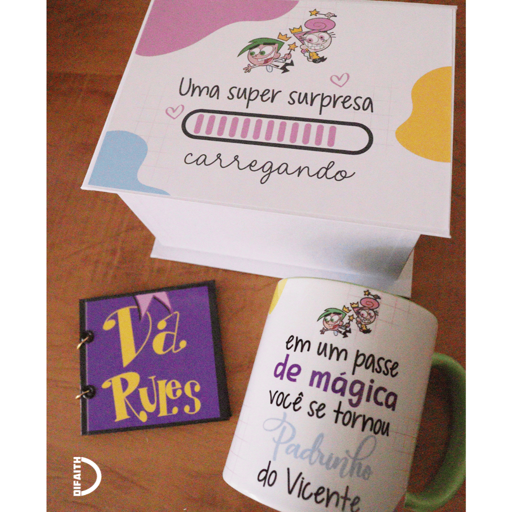 Kit Padrinho ou Madrinha Mágica – Caixa com 1 Caneca + Mini Livro Personalizado em Oferta na Shopee