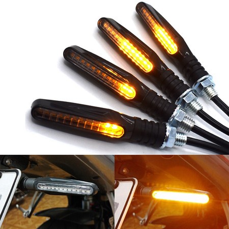 Detalhes do Par Seta de Moto Amarelo Flecha Sequencial Slim Universal Esportiva Led