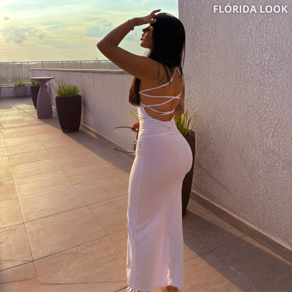 NOVO Vestido Colado LONGO SUPLEX Com Fenda Costas nuas Trançadas Elegante Empina Bumbum ! em Oferta na Shopee