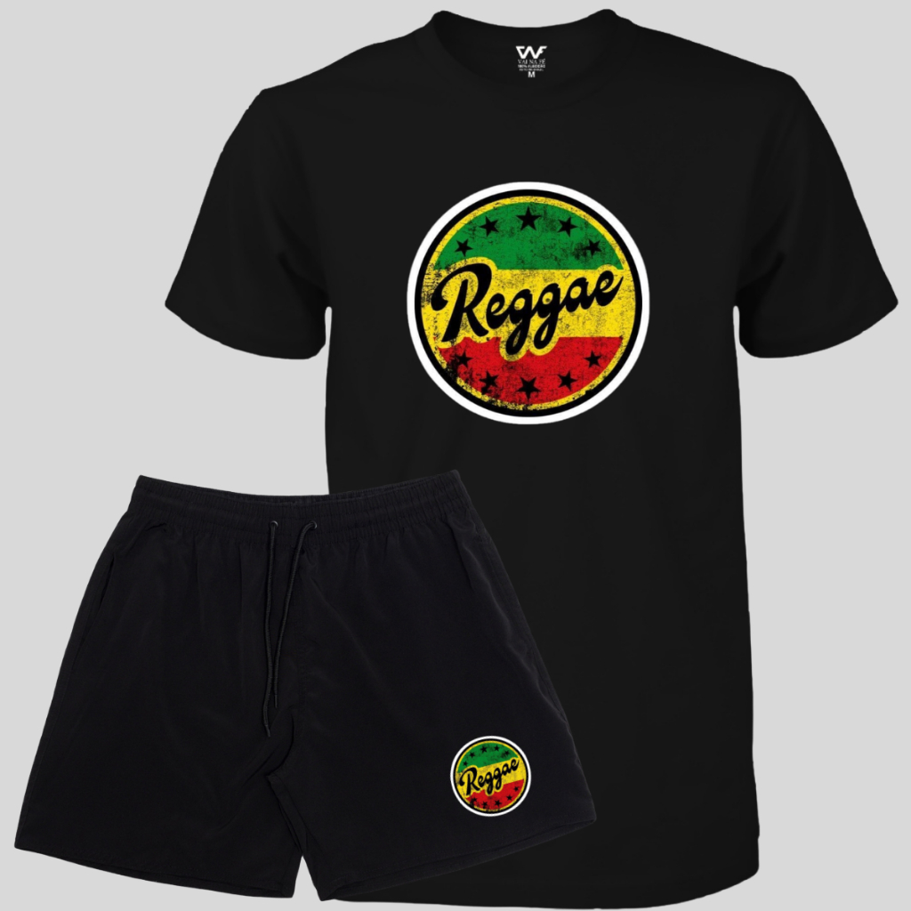 Conjunto Reggae Bermuda Masculina Elastano + Camiseta Masculina Bob Marley Lançamento