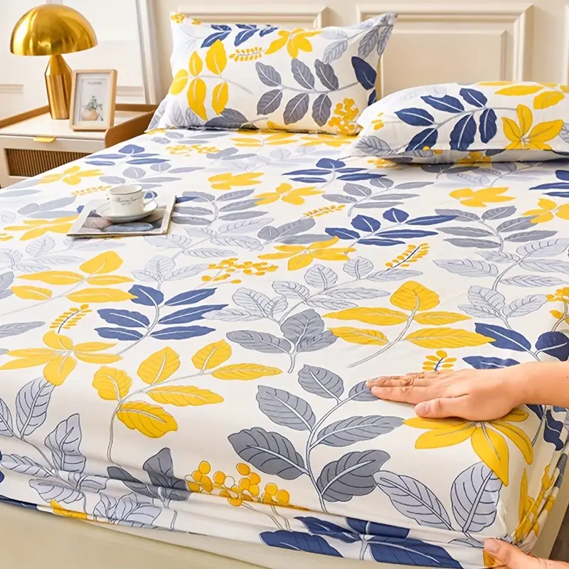 Jogo Lençol Casal Kit 3 Peças Com Elástico Estampado e Fronhas Estampada E Solteiro 2 Peças