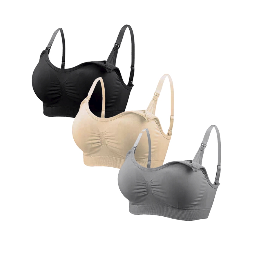 Kit 3 Sutiã Amamentação Sem Aro Bojo Removível Lateral Larga em Oferta na Shopee