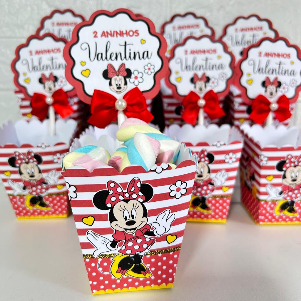 Minnie centro para mesa personalizada minie vermelha caixa cachepot decoração festa infantil enfeite aniversario menina