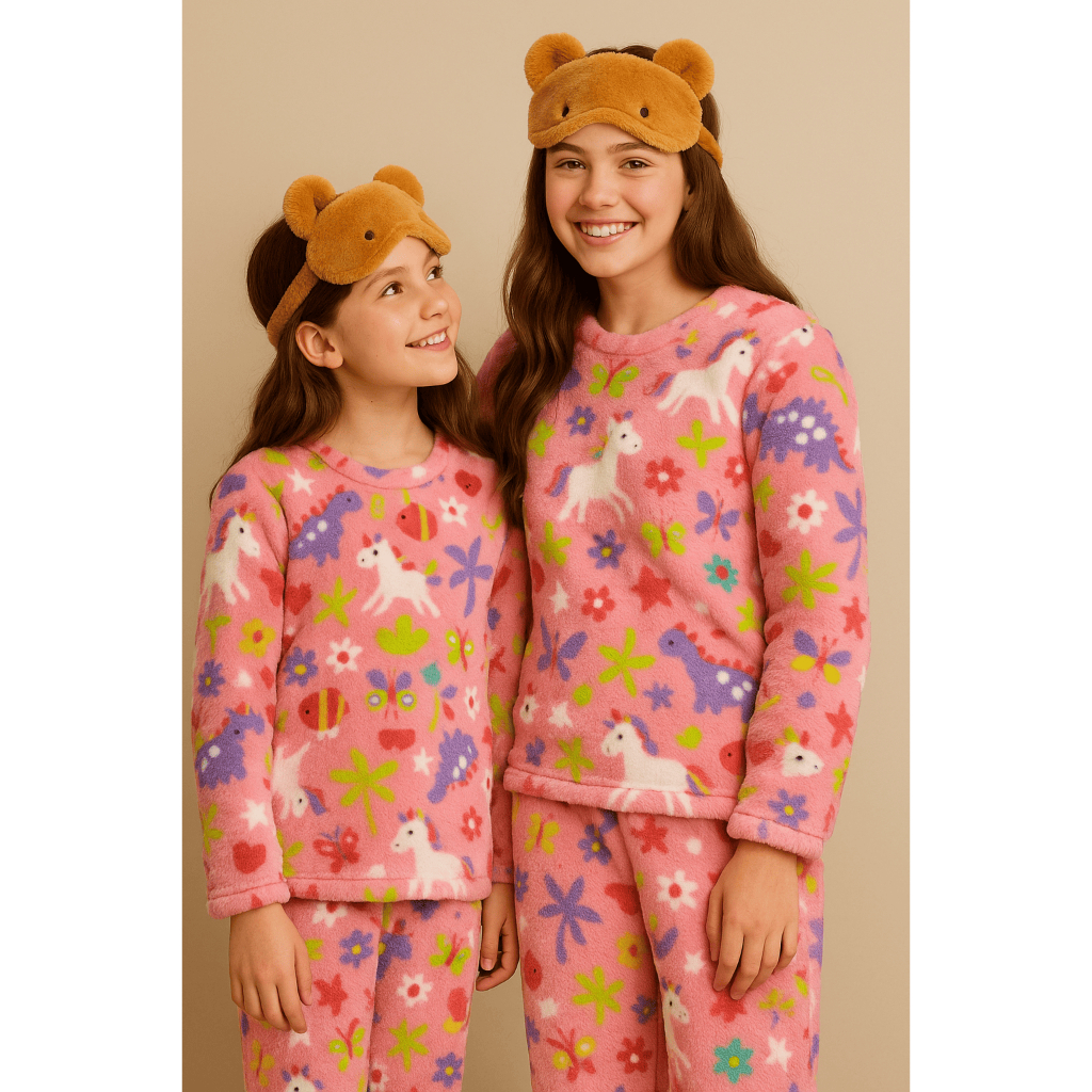 Pijama Infantil Fleece Peludinho Ted – Quentinho, Fofinho e Perfeito para Inverno Fechado