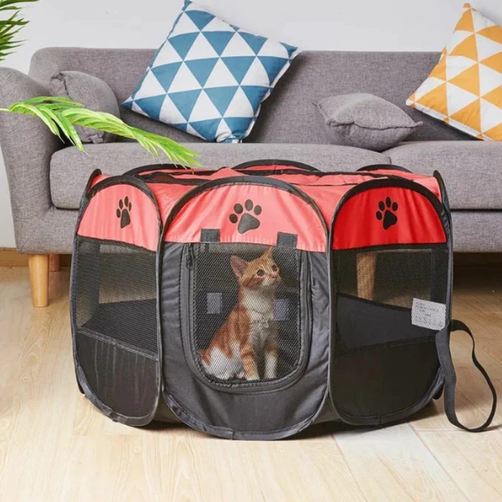 Casinha Cercadinho Portátil Para Gatos Cachorros à vontade no Cercado Animais Dobrável Transporte