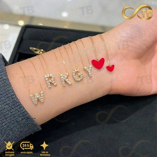 TB Colar moda feminina Elegante com Letra de AZ Brilhando em Diamante Presente Luxuoso para Mulheres em Oferta na Shopee