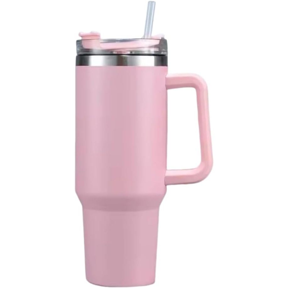 Copo Garrafa Térmica em Aço Inox Com Alça e Canudo 1200ml