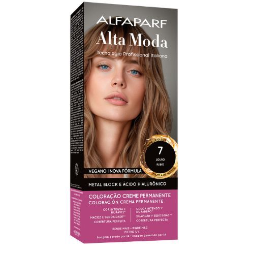 Tintura Alta Moda 7 Louro Coloração Permanente Profissional