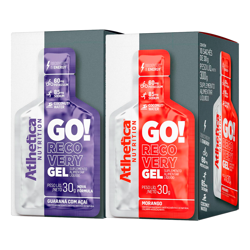Kit 2x GO! Gel Recovery Atlhetica – Suplemento Energético em Gel para Atletas Total 20 Sachês em Oferta na Shopee