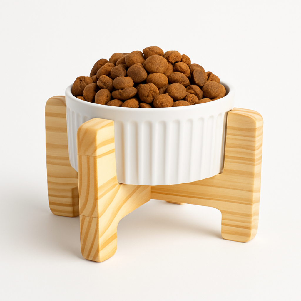 Comedouro Pet Elevado Comedoro Cachorro Gato Bebedouro Ergonômico De Madeira E Porcelana em Oferta na Shopee