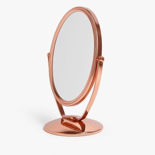 Espelho oval grande duplo de maquiagem com pé de mesa 940 TG