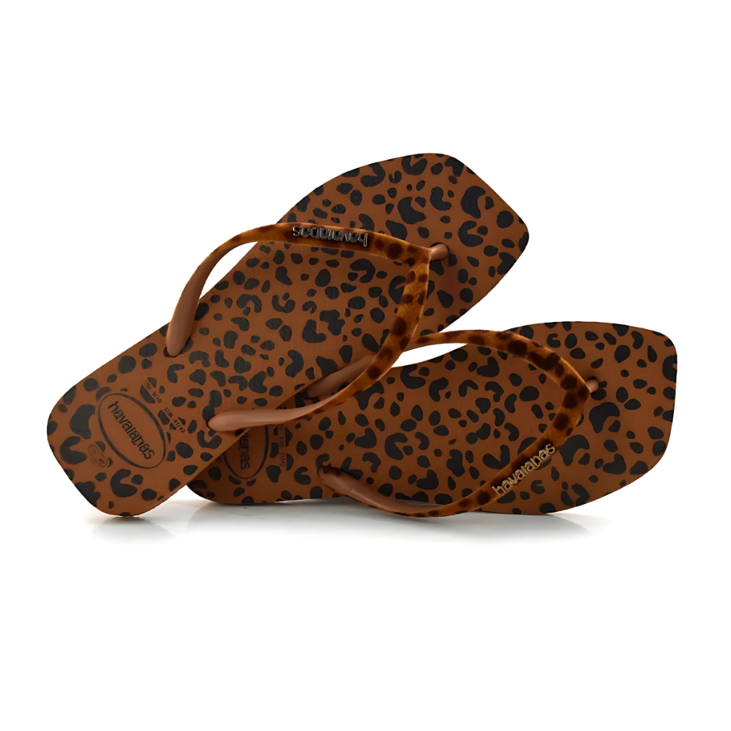 Chinelo de Oncinha Original Ponta Quadrada Sandalia Feminina