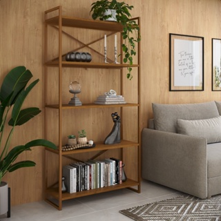 Estante Livreiro em Aço com Prateleiras Marrom A1,83xL90cm em Oferta na Shopee