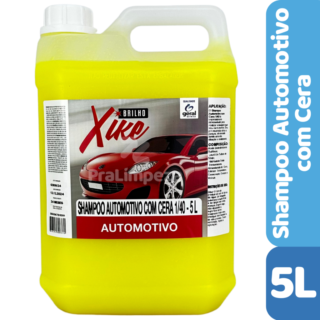 Shampoo Carro Moto Com Cera 5L Lava Auto Concentrado Profissional Limpeza e Proteção