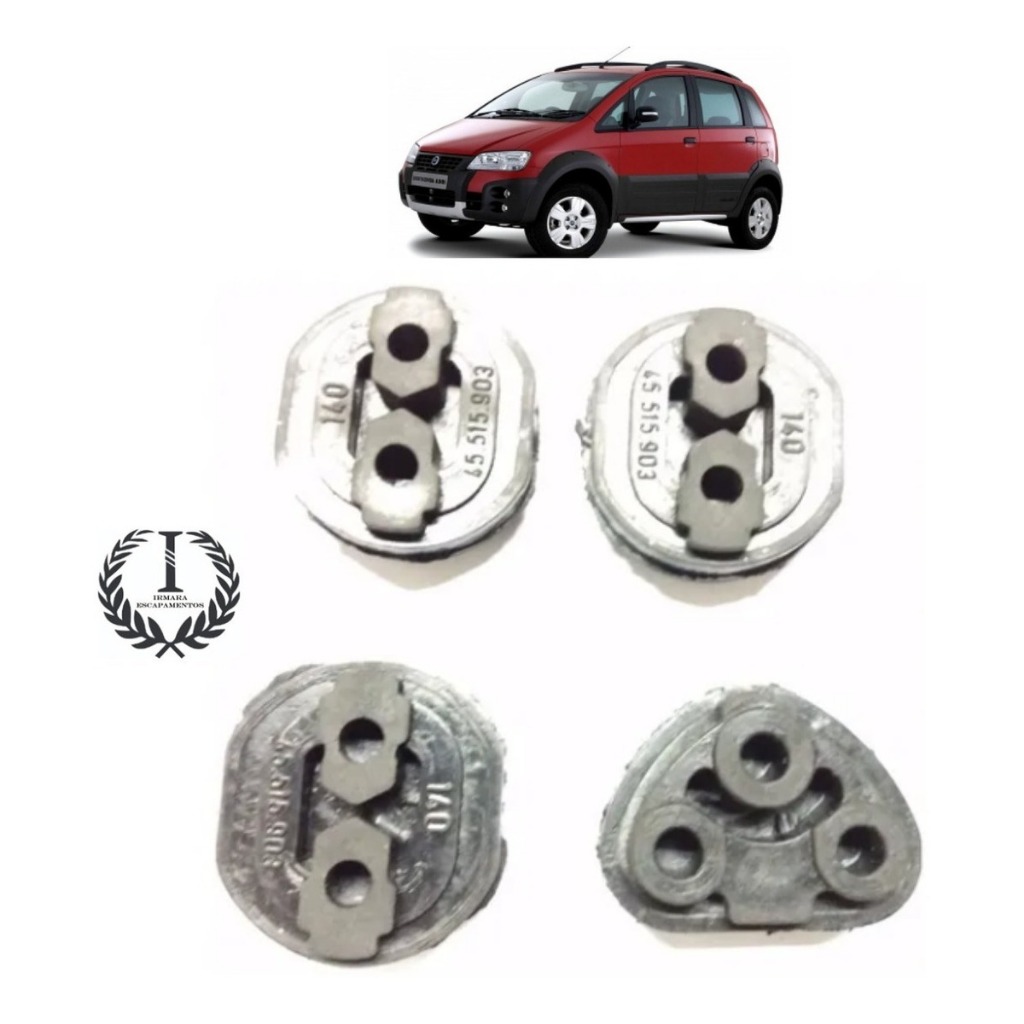 Borracha / Coxim Escapamento Fiat Idea Todos Kit 4 Peças