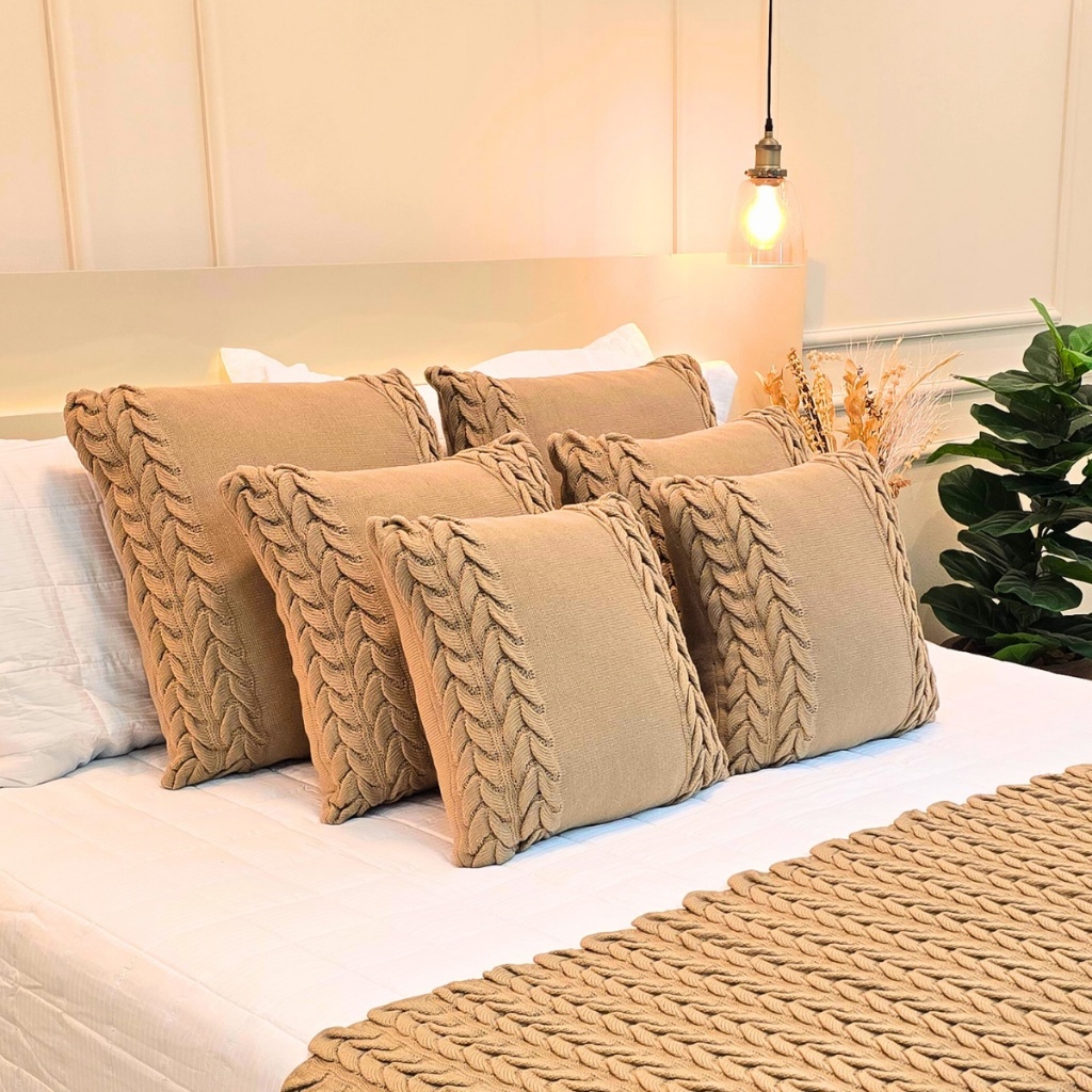 Capa de Almofada Tricot Decorativa Sofá Cama Aconchego Home Decor 60x60cm em Oferta na Shopee