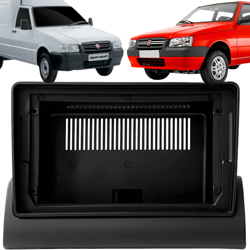 Moldura Painel 2 din 9 Polegadas Fiat Uno Mille Fiorino 94/13 Preto Fiamon
