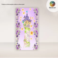 Painel Vertical Castelo Rapunzel Romano c/ elástico e Retangular c/ overlock FACE ÚNICA