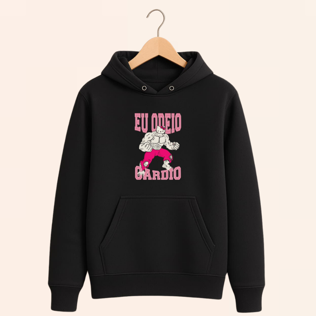 Blusa Moletom Academia Unissex Moleton Canguru Blusa de Frio Estampa Treino