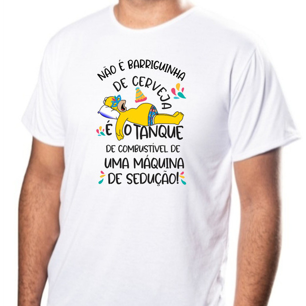 Camiseta Masculina Estampa Engraçada Cerveja Estampa Barriga Tanquinho Camisa 100% Poliéster