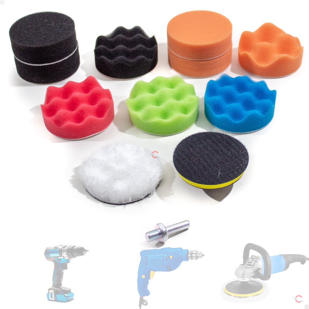 Kit De Boinas Para Polimento Automotivo 3, 5, 6, 7 Polegadas 12 Peças Corte, Lustro, Refino em Oferta na Shopee