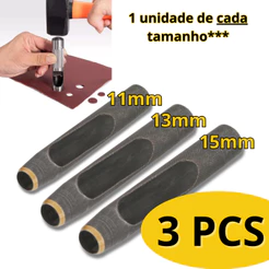 Kit 3 Furador 11, 13, 15 mm Couro Vazador Perfurador Aço Vonder