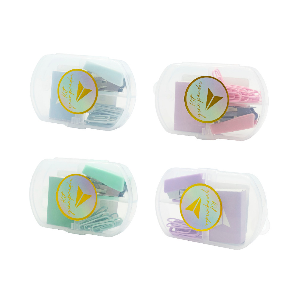 Kit Mini Grampeador Com 400 Grampos E 15 Clips Cor Pastel - UNIDADE em Oferta na Shopee