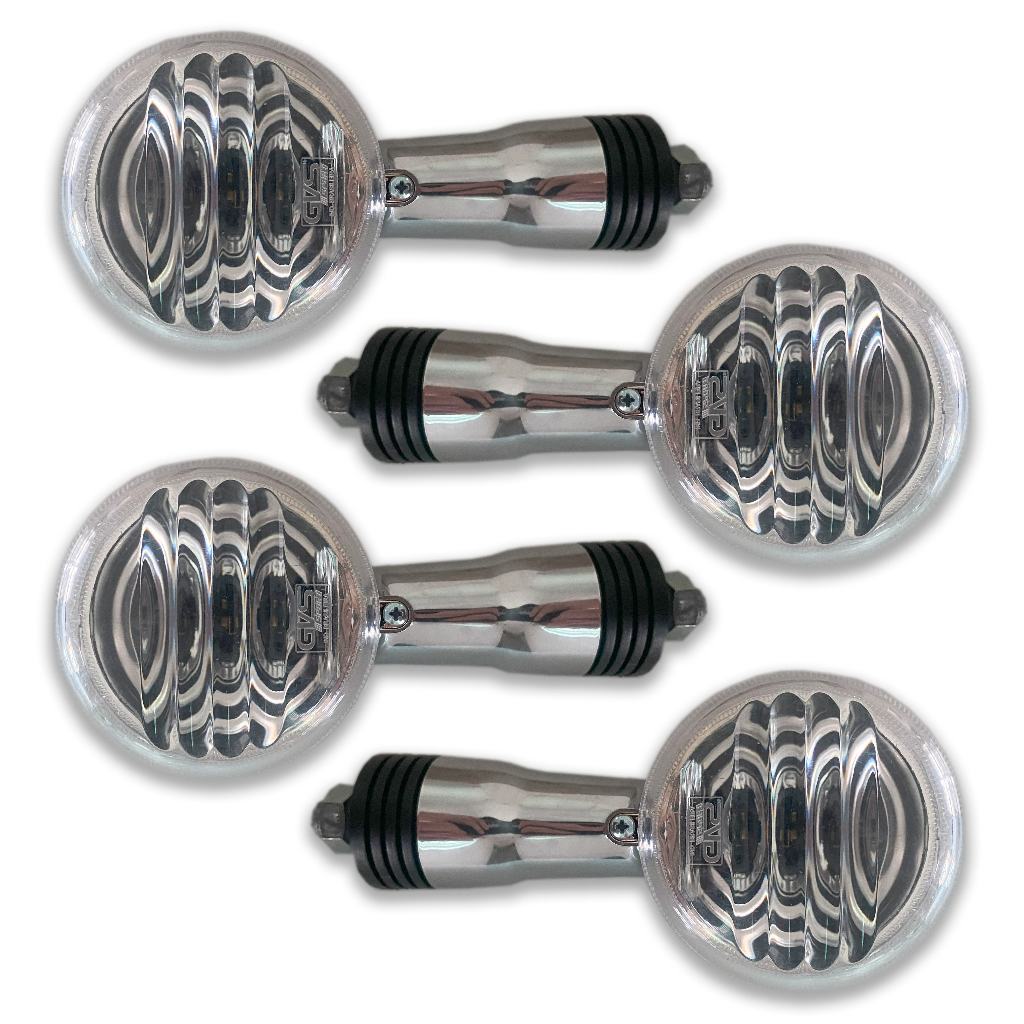 Pisca Seta Moto Gvs Suzuki Intruder Cromado Lente Cristal 4u