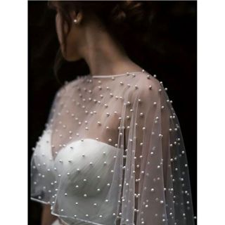 Bolero De Noiva Capa De Pérola Tulê Noiva Festa Branco V43 em Oferta na Shopee