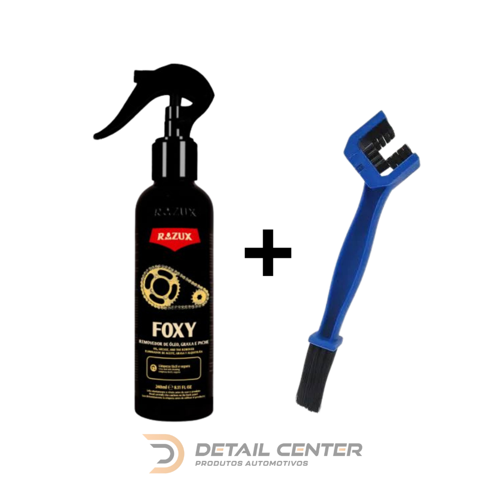 Foxy Razux Limpador de Corrente Motor Desengraxante 240ml Escova Limpa Corrente Moto Bicicleta em Oferta na Shopee