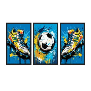 Quadros Decorativos 50x30 Futebol Bola Chuteira Sala Quarto Luxo Premium