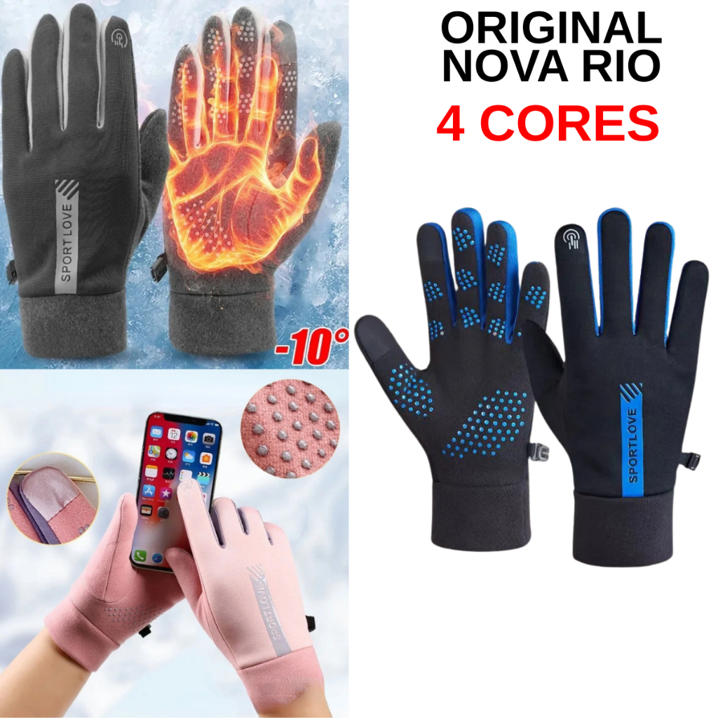 Luva Adulto Masculina Feminina Para Motoqueiro Touch Screen Anti Derrapante Frio Térmica Sport Love Colorida Neon