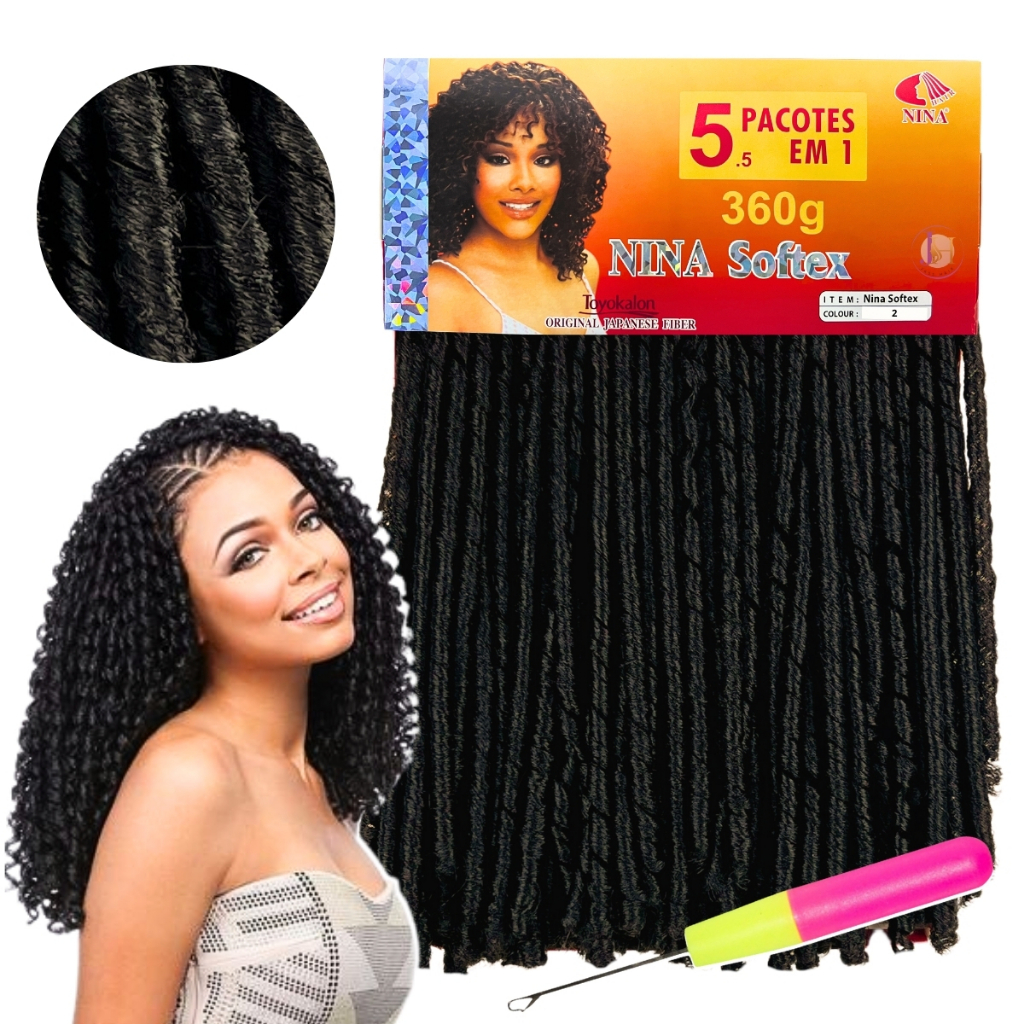 Cabelo Cacheado Nina Softex Pacotão 360 Gramas Original + Agulha Crochet