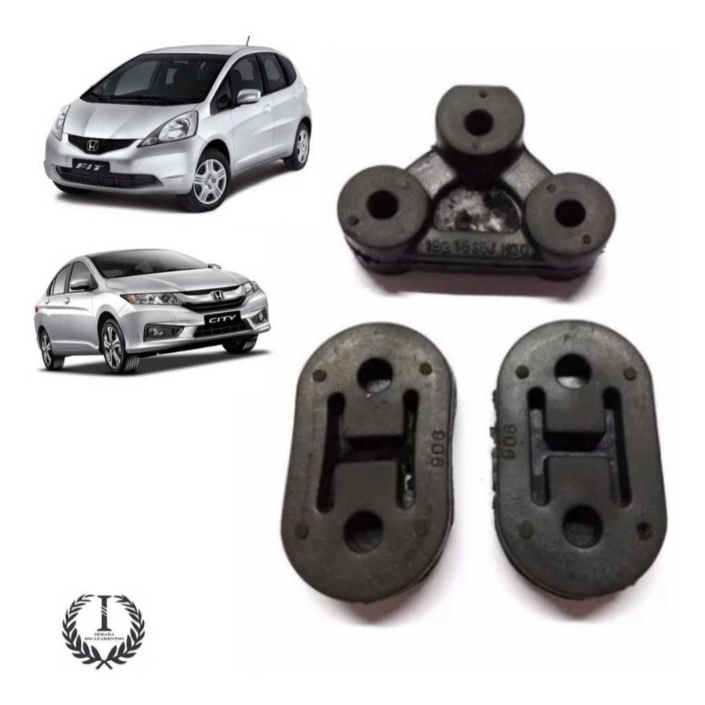 Borracha Coxim Escapamento Tras Honda City Fit ..08 Kit 3pç