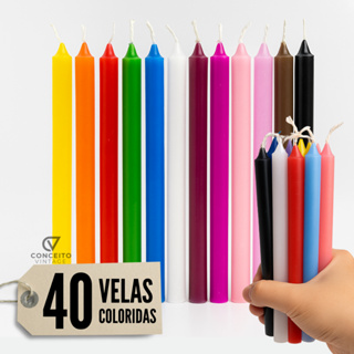 Velas Coloridas 40 Unidades 16x1,2cm em Oferta na Shopee
