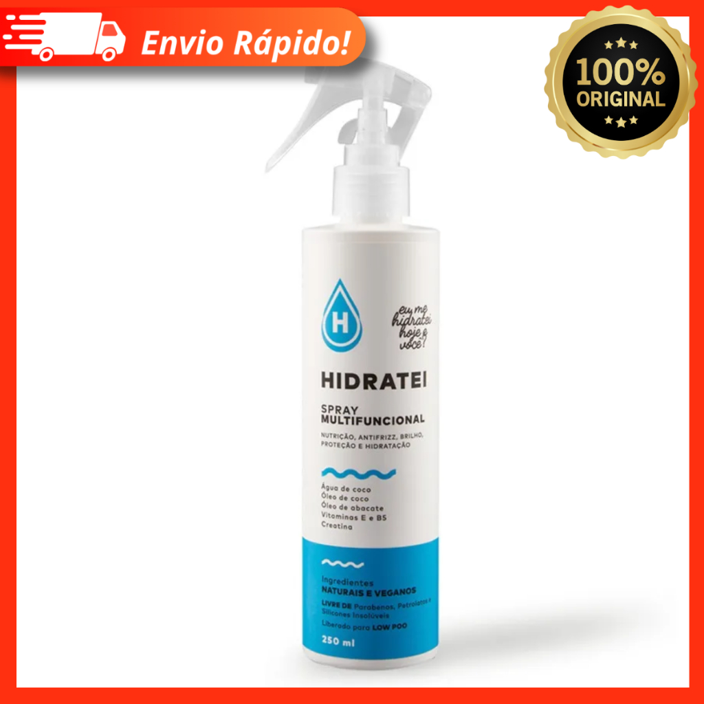 Spray Multifuncional Hidratei 250ml - Cabelos Macios, Brilhantes, Saudáveis e Hidratados