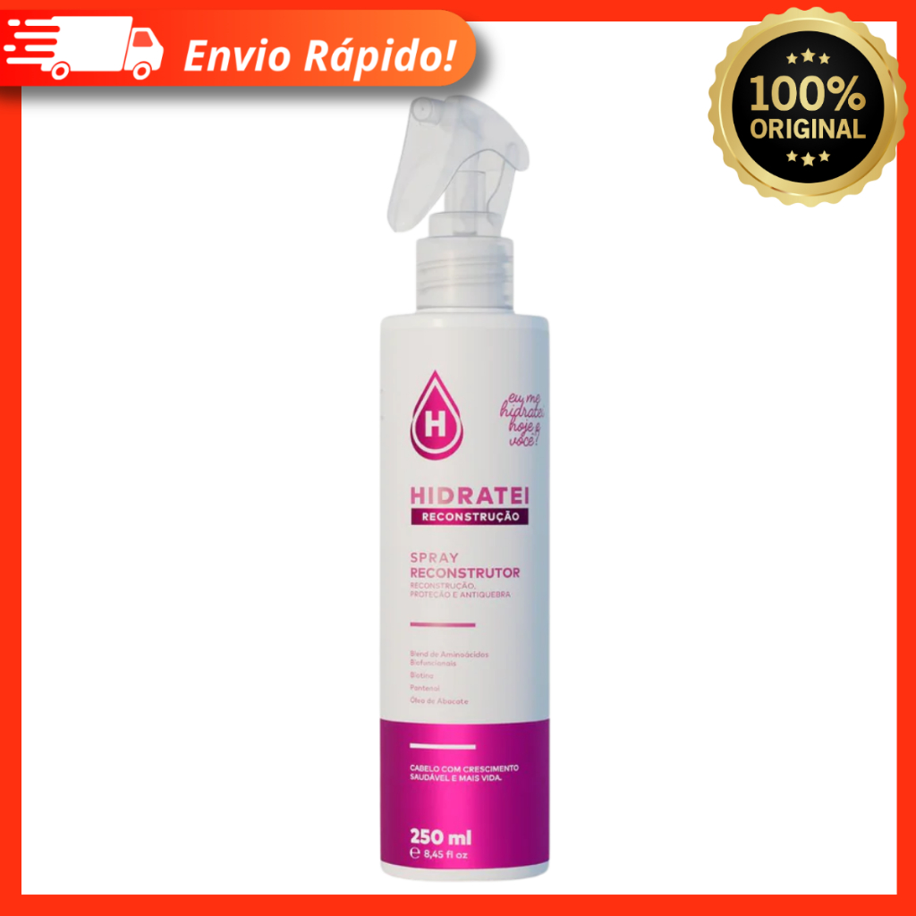 Leave-In Spray Reconstrutor Hidratei 250ml - Para Fios Danificados Oferece Hidratação Profunda