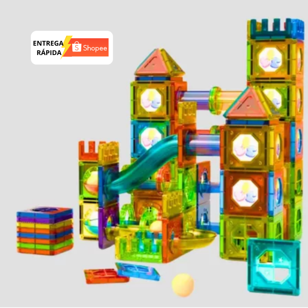 Blocos Montar Magnéticos 158 e 94 Peças Construção Brinquedo Educativo Infantil Laune Haus